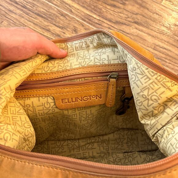 Ellington Tan Brown Leather Hobo Shoulder Bag with Front Pockets - Picture 5 of 9